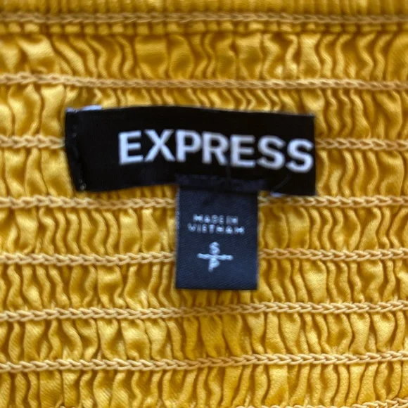 Express Asymmetrical Button Front Midi Dress | Small | Yellow - Picture 5 of 6